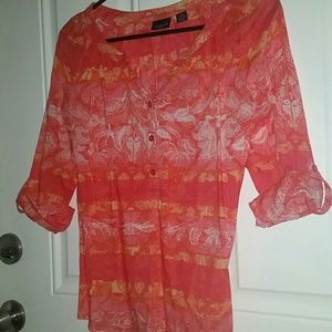 Coral Print Blouse